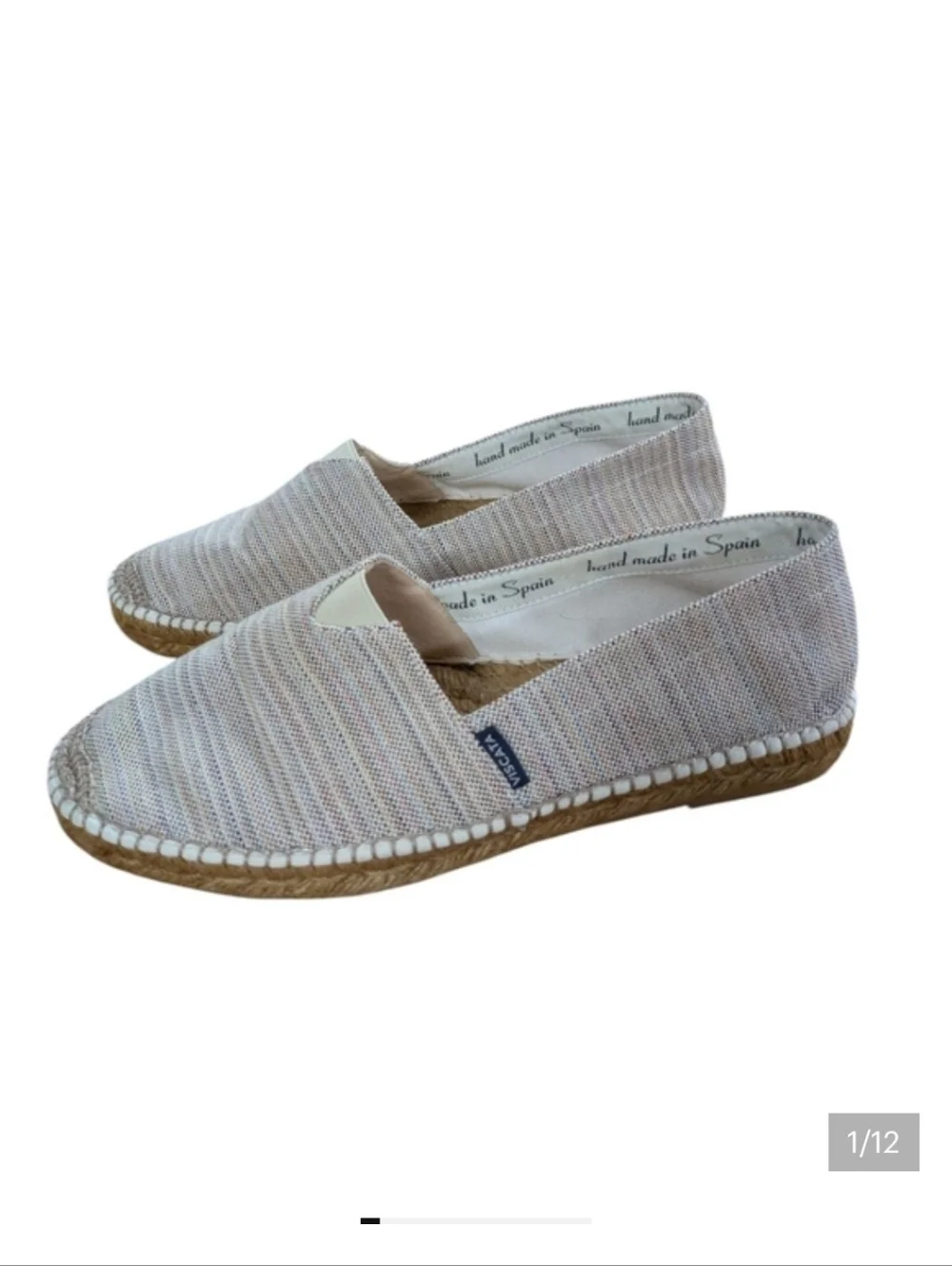 Viscata Barcelona Canvas Espadrille Flats Striped Size 39